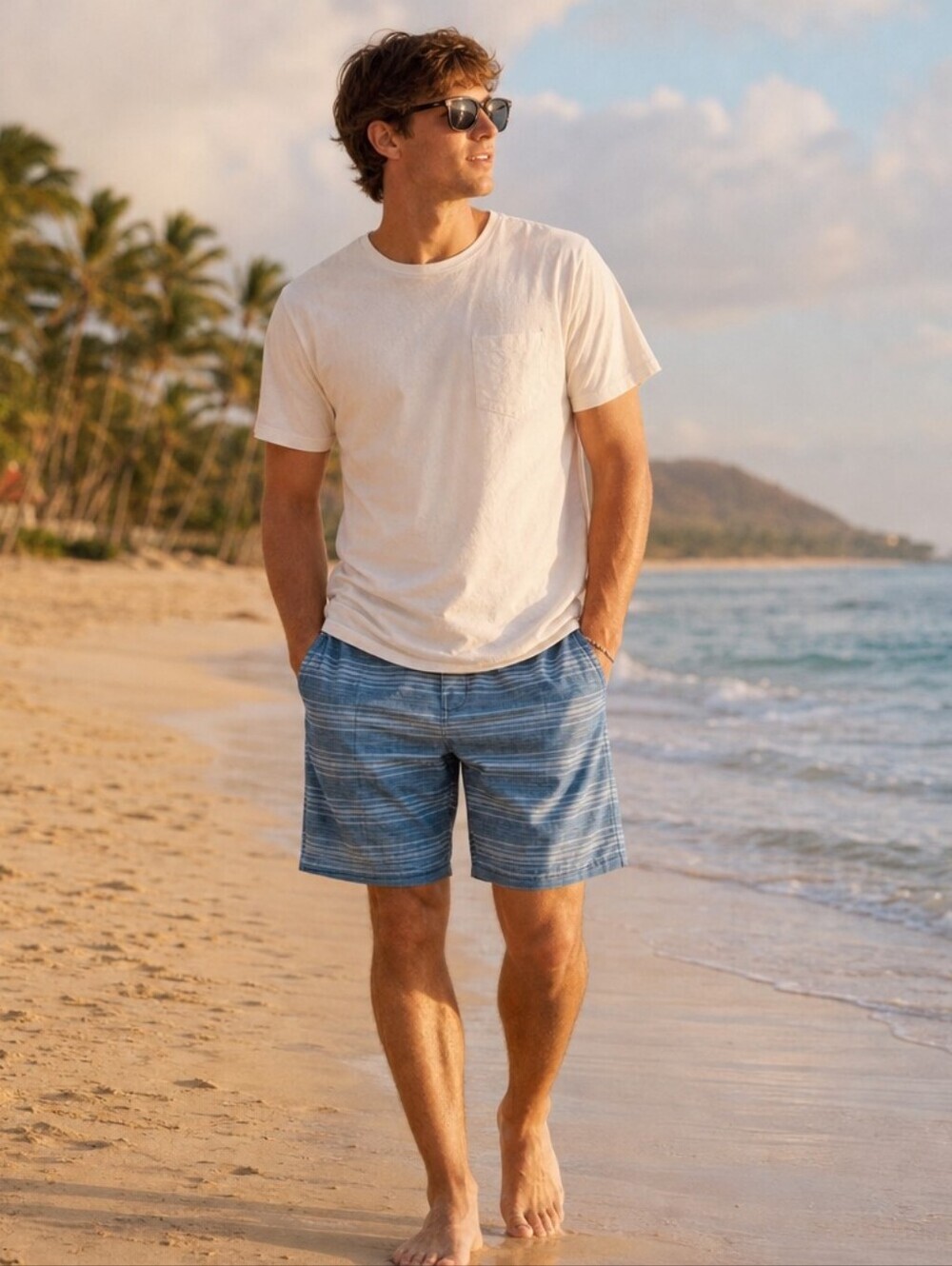 Rip Curl Men's Pier Bowl Boardwalk Hybrid Shorts - Blue Stripe, Size 32